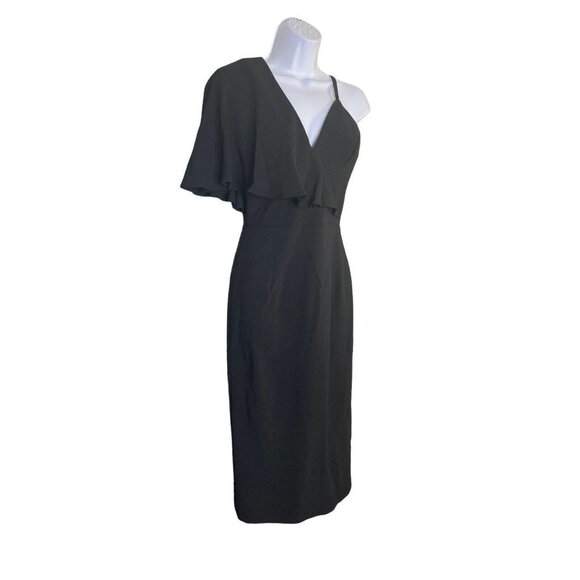Dress The Population Womens Beth One Shoulder Deep V-neck Dress Black Size Small - Picture 4 of 9